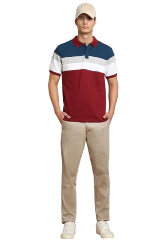 Image of Dennis Lingo - Men's Cotton Color-Blocked Slim Fit Polo T-Shirt