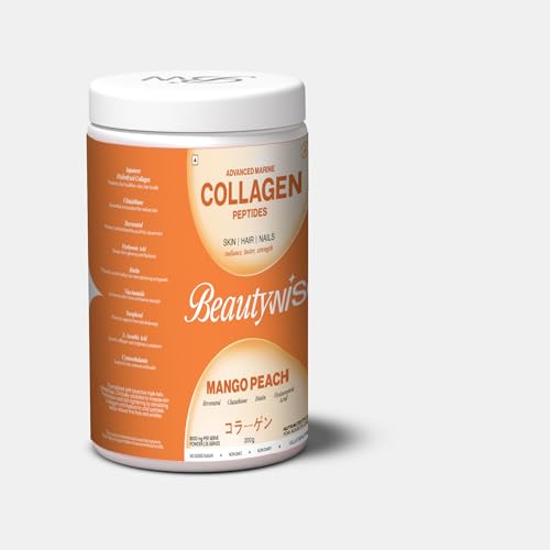 Image of Beautywise Advanced Marine Japanese Collagen Peptides For Skin, Hair & Nail Supplement Radiance|Glutathione, Resveratrol, Hyaluronic Acid & Vitamin 25 Servings (Mango Peach) - 200g