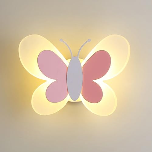 LIGKIN Applique Murale LED 16W Lampe Murale Créative Papillon Appliques Moderne Lumière Chaude Acrylique Veilleuse Chevet pour Chambre Enfant Couloir Escalier