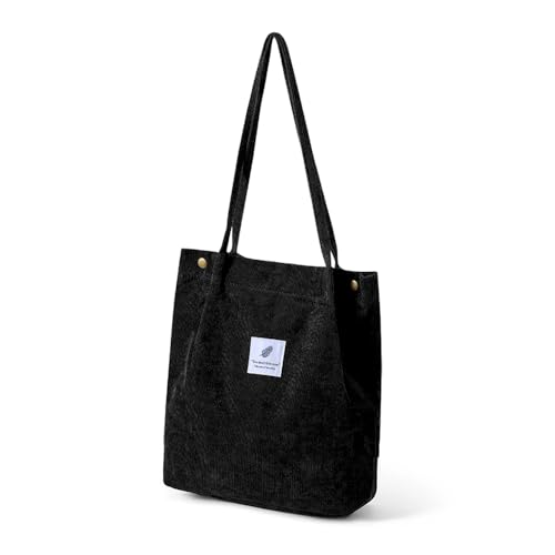 Borsa In Velluto A Coste Grande Capacità, Tracolla E Mano, Fantasia Leopardata, Donna, Per Shopping, Scuola, Viaggi, Ecologica