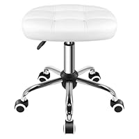 FURWOO Oval Rolling Stool höhenverstellbarer Massagestuhl auf Rädern für Spa Salon Weiß