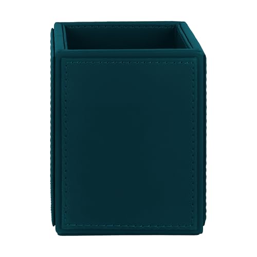 Image of V-CUBE DESIGNS Premium Vegan Leather Pen Holder for Desk & Study Table Accessory | Marker /Pencil Stand for Student | Stationery Organizer for Office Table & Home | 6mm Thickness with MDF Core |Teal