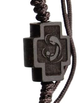 Sine Cera Dark Jujube Wood 1 Decade Catholic Rosary Bracelet, Adjustable, Smooth 10mm Beads4