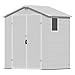 Devoko 6x4 Gartenhaus Kunststoff 4,7m³, 185x121x210 cm Gerätehaus mit Boden, Geräteschuppen, Fahrradschuppen mit Abschließbar Tür, Wetterfest für Garten Rasen, Hellgrau