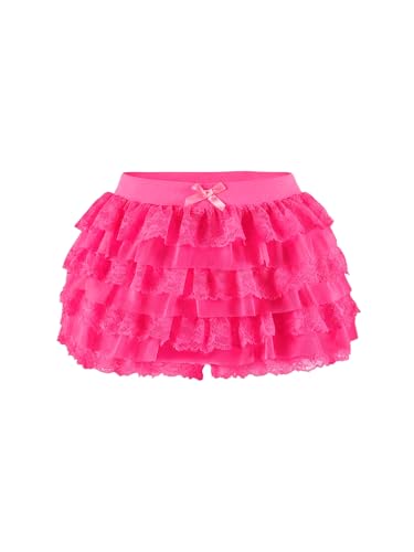 Image of Women Y2K Lace Multi-Layered Bloomers Lolita Ruffle Shorts Cute Mini Skirt | Tiered layers, elastic waist, pumpkin pants, for rave party /country concert /festival