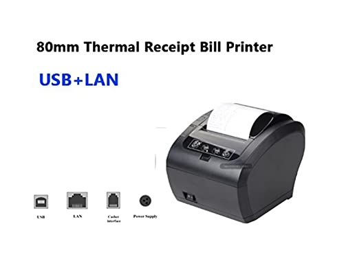 Image of 80MM Thermal Receipt POS Printer Black Printer with Auto Cutter Bluetooth Ethernet USB Port Support Cash Drawer ESC /POS(306S USB LAN Port)