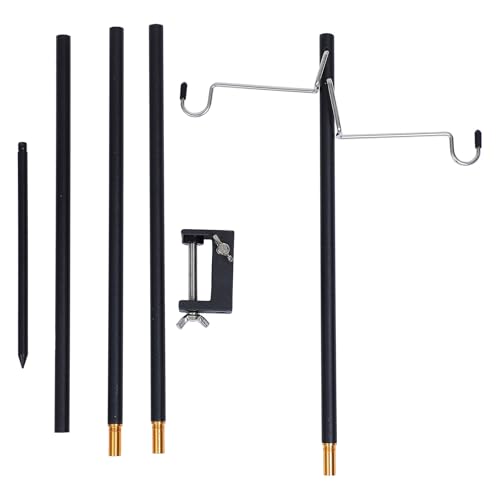 Support de lampe de camping pliable noir en alliage d'aluminium léger