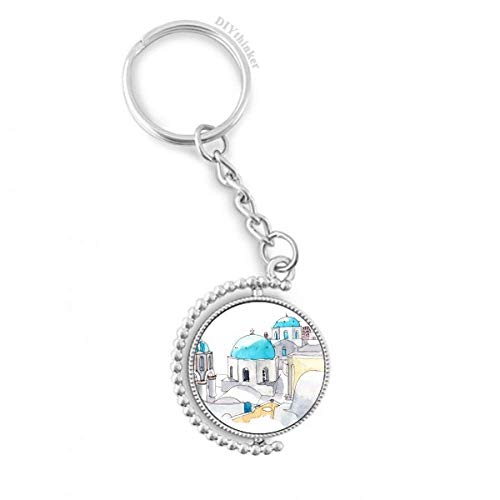 Llavero rotatorio de Santorini Grecia de DIYthinker con anillo para llaves de coche