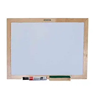 Roger & Moris Non Magnetic Rubber Wooden Framed White Board with Combo of Duster, Marker for Home, Office and School (3 feet x 4 feet)