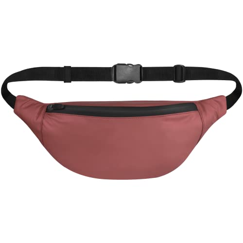 Image of Unisex Waist Pack Travel Handy Hiking Zip Pouch Elegant Style Document Money Phone Belt Sport Bag Bum Bag for Men and Women Nylon Adjustable Strap (Red Iridescent)