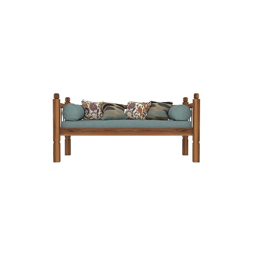 Image of Solid Sheesham Wood Sofa 2 Seater Sofa Diwan Bed for Home Living Room Wooden Couch Diwan Sofa Settee for Living Room and Office | Rosewood Three 2 Seater Sofa (Honey, 2 Seater)