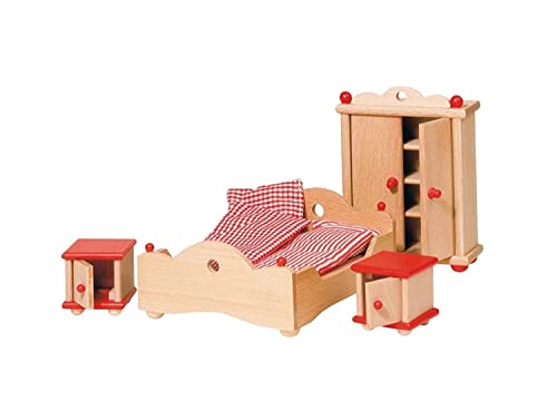 Goki 51954 - Schlafzimmer, 4-teilig, Puppenhausmöbel