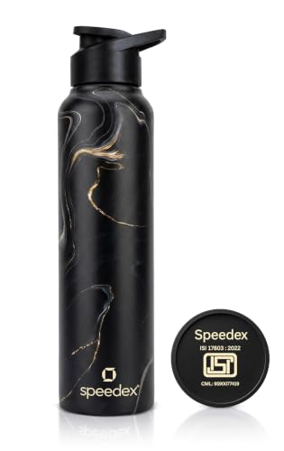 Image of Speedex Stainless Steel Water Bottle 1 Ltr (1000ml), BIS Approved, Leak-Proof Sipper Cap, Gold Mine Printed Design, Office, School, Travel, Daily Use, Men, Women, Boys, Girls, Kids, Set of 1