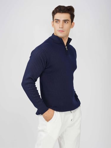 Image of LOQUE Men's Wool Blend Selection Sweater Half Zip High Neck Pullover Warm Casual Winter Wear for Office and Travel