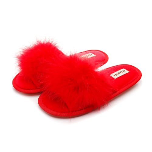 FAYUEKEY Summer Slippers for Women Fluffy Open Toe Memory Foam Cute Slippers Indoor Outdoor Footwear