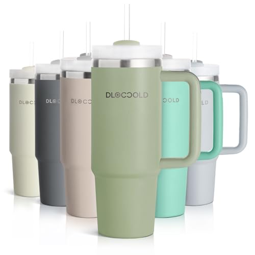 DLOCCOLD 30 oz Stainless Steel Tumbler with Handle, Insulated Tumbler With Lid & Straw, Travel Mug Cup Holder Friendly, Reusable Large Tumbler for for Water, Iced Tea or Coffee, Gift for Men Women