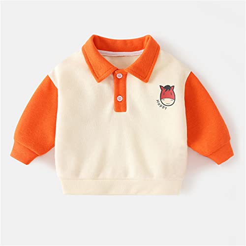 Toddler Boys Girls Long Sleeve Polo Shirt Baby Color Block Pullover Sweatshirt Fall Winter Cotton Clohes Top2