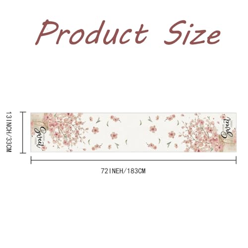 Table Runner 183 x 33 cm, Sakura Floral Leaves Spring Tables Runner, Table Runners for Dining Tables Spring Summer Easter Baby Shower Sweet Home Party Decor - Image 3