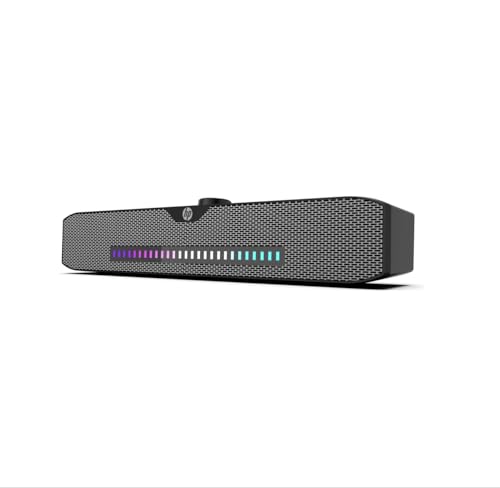 HP DHS-4200S RGB Soundbar - Bluetooth ve 3.5mm Kablolu Hibrit Hoparlör, USB Beslemeli, Masaüstü PC ve Laptop Uyumlu, Dinamik LED Işıklı, 6W Ses Çıkış Gücü, 2B283AA
