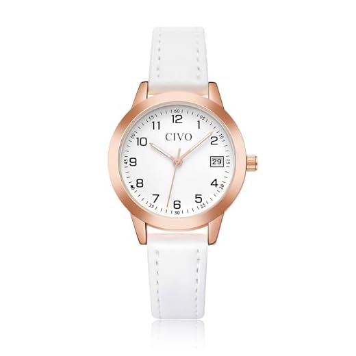 Montre Femme Bracelet Cuir Blanche: Etanche Mode Analogique Quartz Montre Fille Adolescente Calendrier