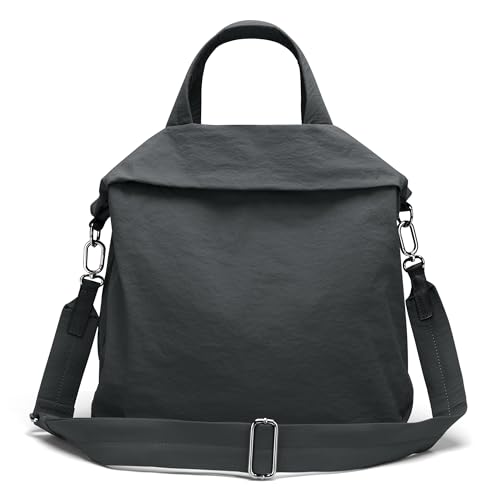 FODOKO Hobo Crossbody Bags 2.0, 19L Large Totes Handbags with Straps for Women, Multi Nylon Shoulder Bags for Gym Travel Black