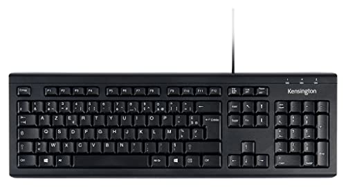 Kensington ValuKeyboard – Clavier filaire USB pour PC, Ordinateur portable et notebook, Compatible Dell, Acer, HP, Samsung et autres, AZERTY, Noir, 1500109FR