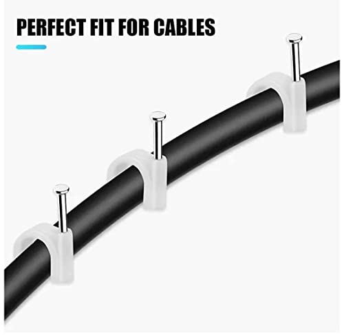 Image of bvslf (10 MM, 500pcs) Wire Fastener Organizer Circle Cable Clip Holder Protector with Metal Nail for Cable Management, Cord Organizer, Round Wire Clamp for Hanging Cable Fitting on Wall, White Color