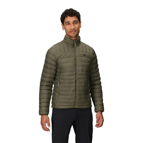 Outdoor Research Men's Transcendent Down Jacket | Water & Wind Resistant, Insulated, Lightweight, Standard Fit, Ranger Green, Large