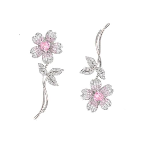 Boucles d'oreilles luxueuses fleur asymétrique au design artistique suspendu pour femme chic