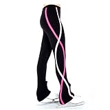 Pantalones de patinaje artístico para mujer y niña, medias de patinaje para mujeres y niñas, medias de patinaje artístico a rayas en espiral con forro polar, ropa deportiva para patinador (color: A