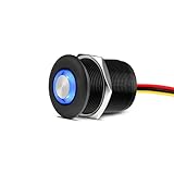 Obeaming 12 Volt Light Dimmer RV Boat High-side PWM Dimming Switch, 7/8' Mounting Hole w/Blue Backlight for LED Strip Light 12V LED Halogen Incandescent, All-aluminum Shell, Rated 6A (Black)