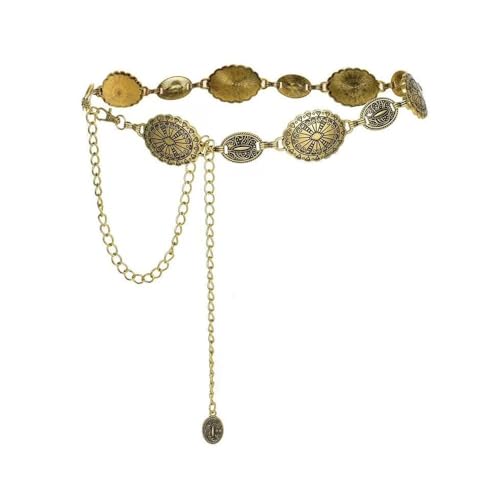 Cinturón de cadena plateado,Cinturó estilo cadena simple,Cinturó de cadea para mujer,Colgante de cintura con cadea de plata,Adecuado para vestidos, jeans (Oro)