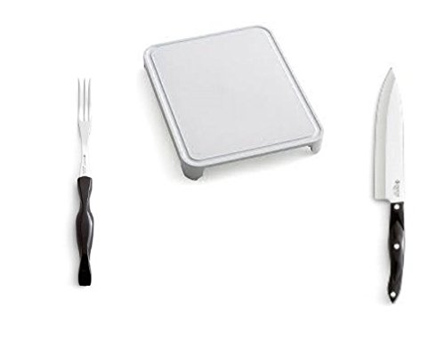 Cutco 3 Piece Carving Set ~ Medium Prep Board, Turning Fork (Model 1726) & Petite Chef Knife (Model 1728)