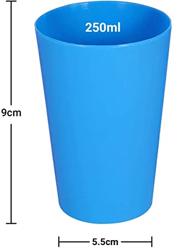 KAHEIGN 24Pcs Reusable Plastic Cups, 250ml Children’s Kids Durable Plastic Drinking Cups Tumblers Set for Kitchen Outdoor Parties Picnics BBQ’s Travels (6 Bright Colors)