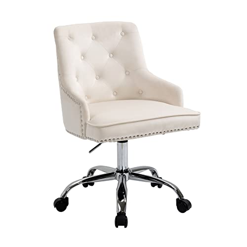 Fiximaster Chaise de Bureau pivotante en Velours avec roulettes - Hauteur réglable avec Pieds en Argent - Moderne - pour Bureau, Chambre à Coucher ou...