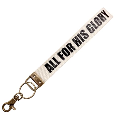 MythDone All for His Glory Christian Keychain Cotton Fabric Wristlet Keychain Bronze Key Fob Soft Car Keychain Wristlet (All for His Glory)