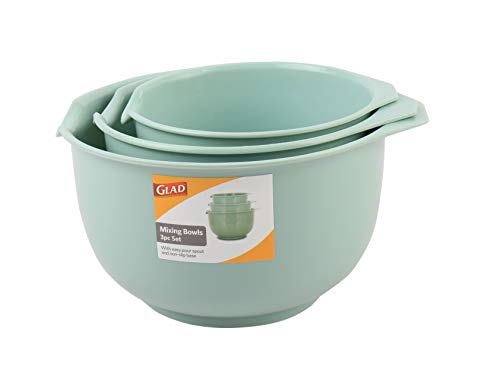 image for GLAD Mixing Bowls with Pour Spout, Set of 3 | Nesting Design Saves Spa