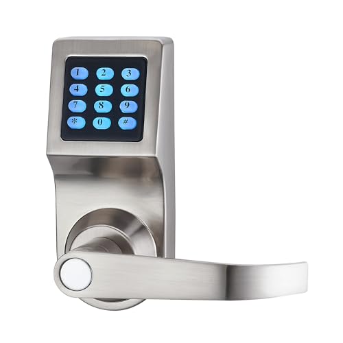 Image of HAIFUAN D6300 Bluetooth Digital Door Lock, Satin Nickel,Open by Card,Code,Key& APP, Compatible with Alexa via Gateway (HFAD6300B-R)