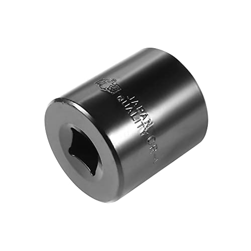 sourcing map 1/2-Inch by 1-1/8 Inch 6-Point Impact Socket, CR-V Steel, Shallow SAE Sizes