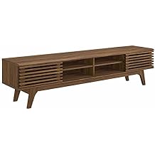 Modway Render 70" Mid-Century Modern Low Profile Media Console Entertainment TV Stand in Walnut Walnut