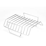 Edelstahl-Rippenständer, Mehrzweck-Kochgestell für Outdoor-Grill, Silber, 24,5 x 18,5 x 9 cm (Silber)