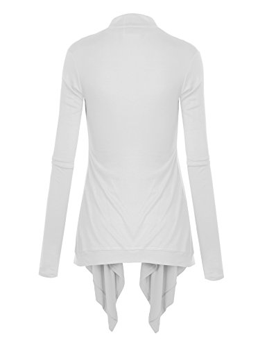 Image of Lock and Love Women's Draped Front Open Asymmetrical Cardigan - Casual Long Sleeve Lightweight Duster