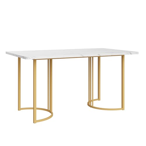 Table rectangulaire 140x80 structure métal et motif marbre