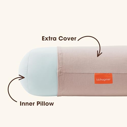 Image of bbhugme Pregnancy Pillow Cover, Dusty Pink - Replacement Cover for bbhugme Maternity Pillow - Soft, Breathable, Cooling Cotton Jersey Fabric - Machine Washable