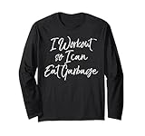 silly cardio joke gym clothes i workout so i can eat garbage maglia a manica