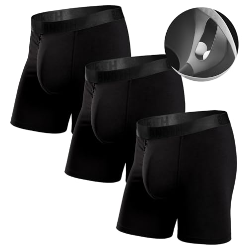 BN3TH Men's Classic Essentials Boxer Briefs, 3-D Pouch, 5.5' Inseam, Black - Medium (3pk)