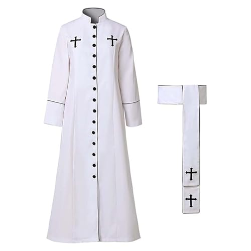 Bata de sacerdote clérigo de corte gótico holgado para disfraz de Halloween 4
