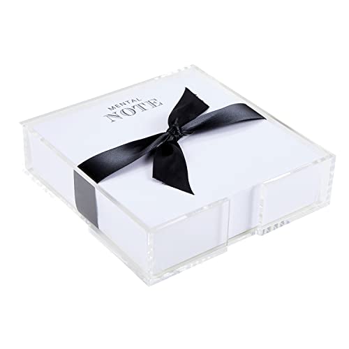 Image of Santa Barbara Design Square Acrylic Notepaper Holder with 125 Sheets Heavyweight Paper, 6.5 inch, Mental Note