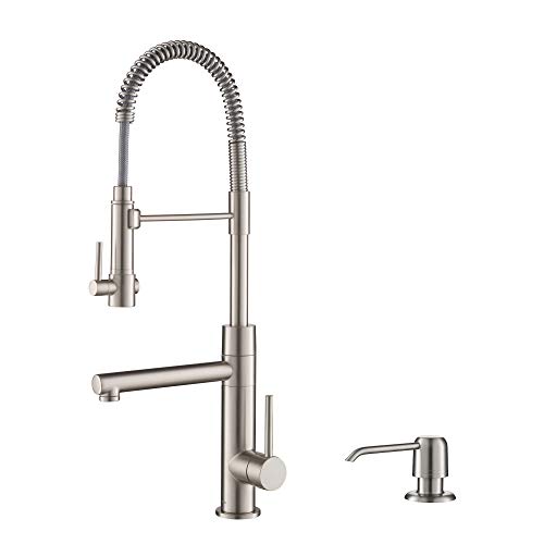 Exclusive Discount 🔥 Kraus KPF-1603SFS-KSD-32SFS Artek Pro 2-Function Commercial Style Pre-Rinse Kitchen Faucet with Pot Filler and Soap Dispenser, Spot Free Stainless Steel