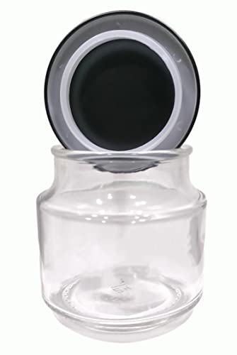 Image of Piraml Glass Transparent Jars & Containers for Kitchen Pantry, Snacks, Masala, Pickles, Dry Fruits, Coffee Beans Storage with Black Color Double Layer Metal Pop Lid (Set Of 4) (600ml Round Black Cap)